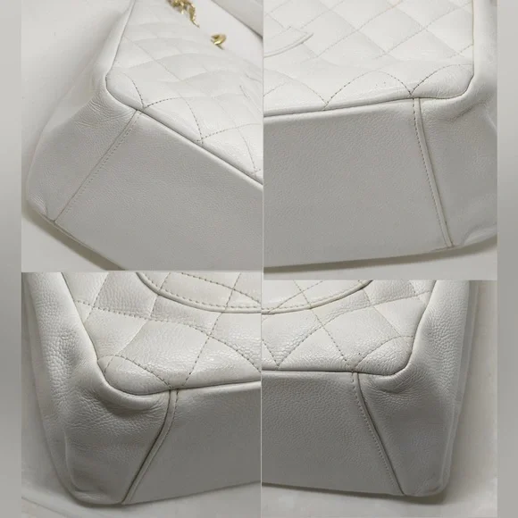 CHANEL Grand Shopping Tote GST White Caviar Leather with 24K Gold Hardware - Picture 14 of 14